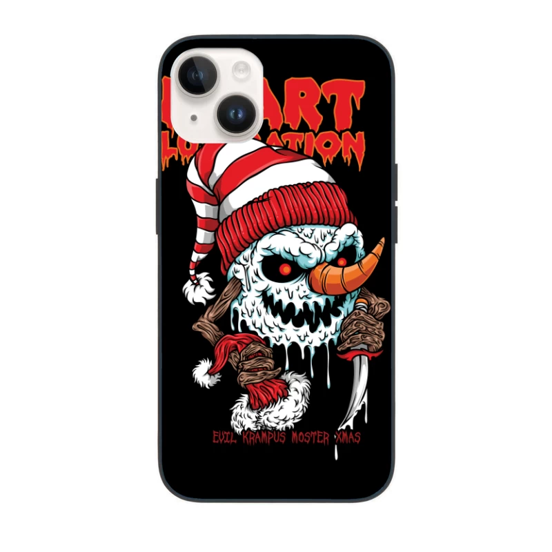 Horror Christmas Snowman with Krampus Theme iPhone Case