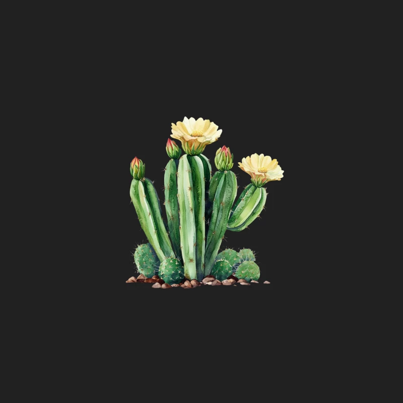 Blooming Cactus: A Watercolor Desert Botanical Illustration Bucket Hat