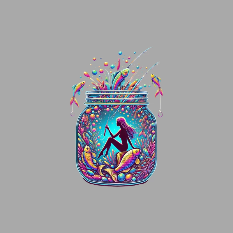 Magical Mermaid in Enchanted Mason Jar with Rainbow Fish Female Pullover Hoodie