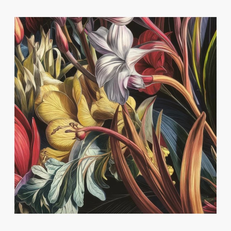 Vibrant Floral Close-up of Exotic Tulips and Lilies Throw Pillow