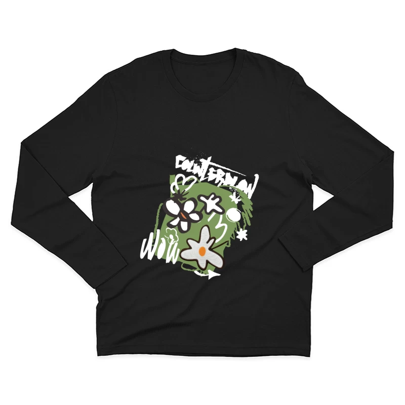 Blumen und Graffiti-Mischung Herren Langarm T-Shirt