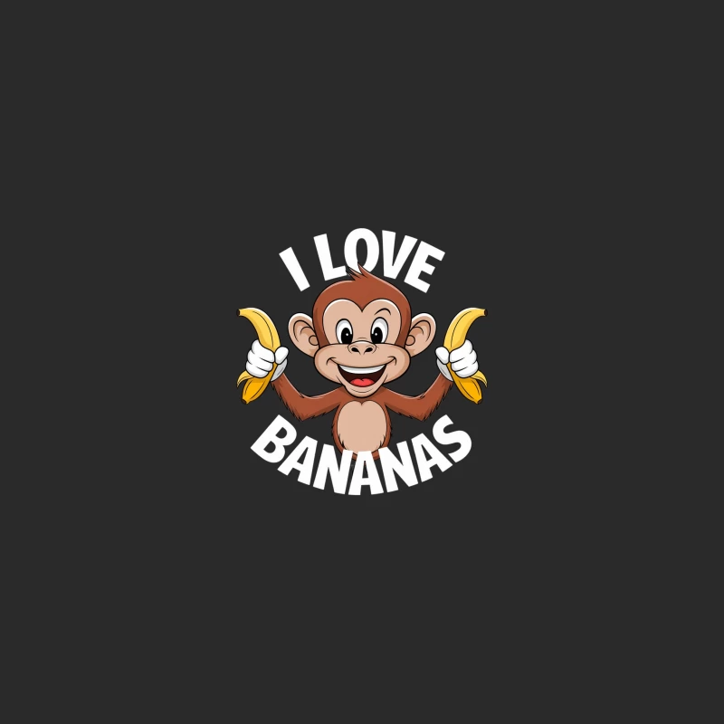 Happy Cartoon Monkey with Bananas Mascot Character Baseball Cap