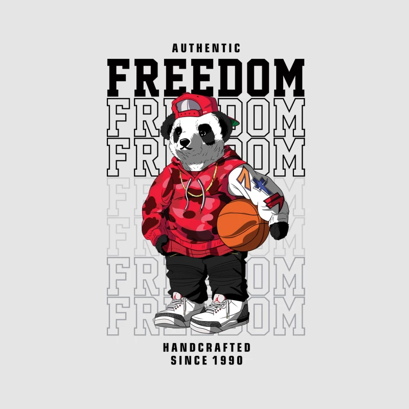 Cooler Panda mit Basketball-Style Herren Pullover Hoodie