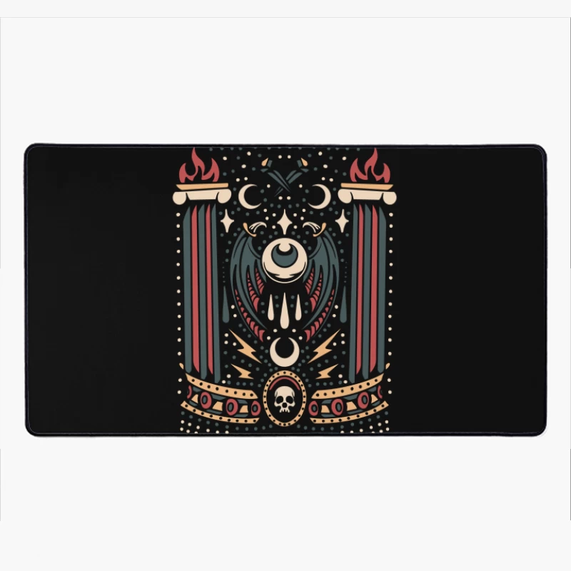 Gothic Decorative Illustration with Symbols Desk Mat