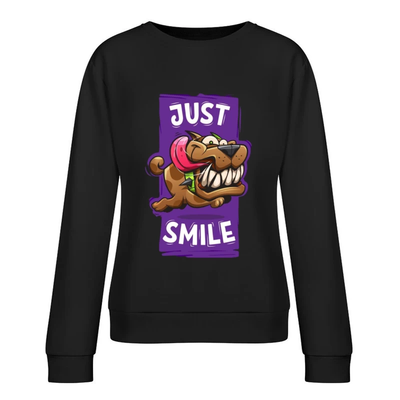 Comic-Hund mit fröhlichem Grinsen Damen Pullover Sweatshirt