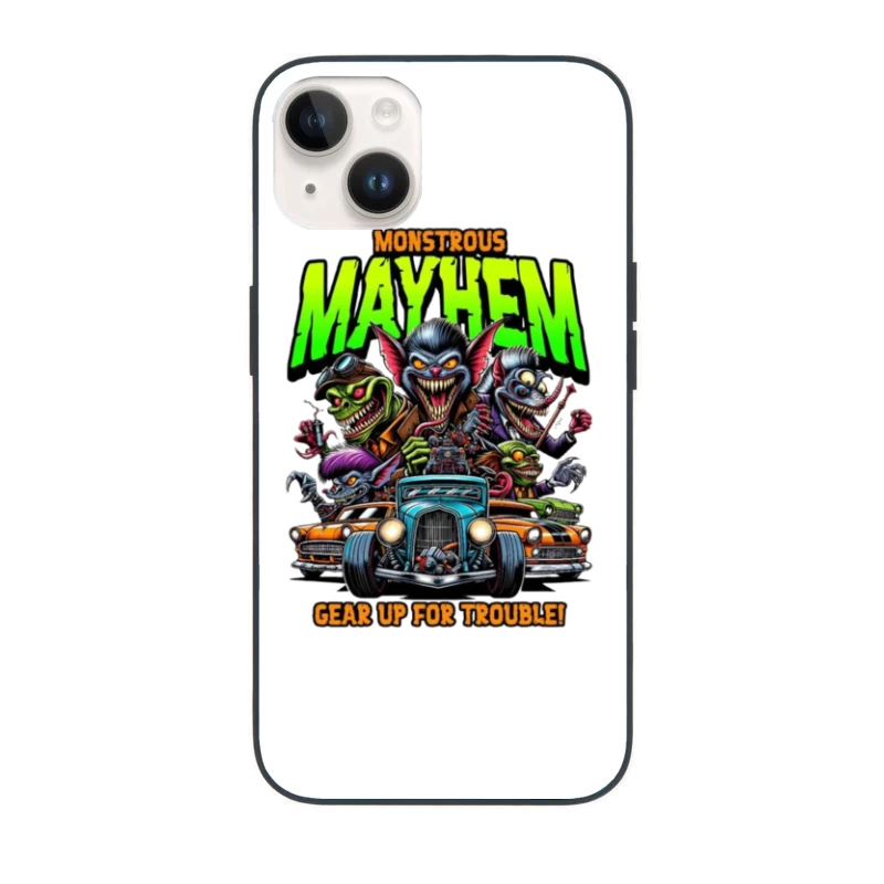 Monstrous Mayhem: Hot Rod Monsters Racing Retro Design iPhone Case