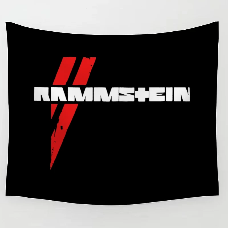 Rammstein Metal Band Logo in Red and White Tapestry