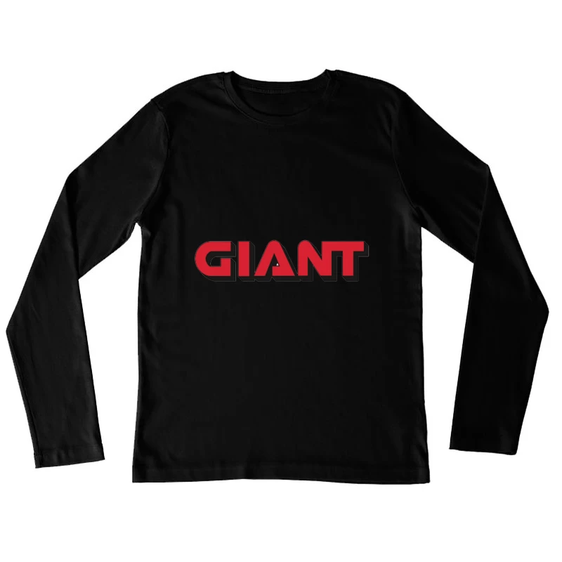 Giant Red and Black Brand Logo Typography Female Long Sleeve T-Shirt