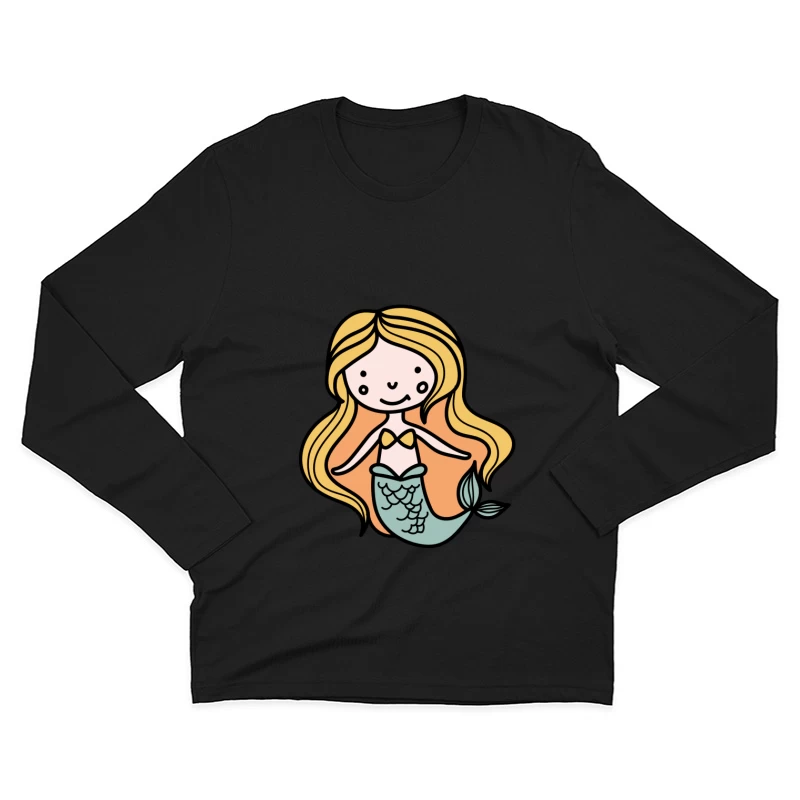 Sirène mignonne en dessin animé Homme Manches Longues T-Shirt