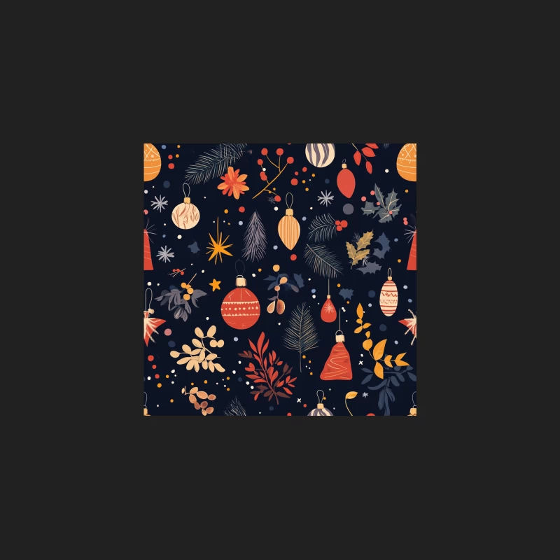 Festive Christmas Pattern with Ornaments and Winter Foliage Bucket Hat