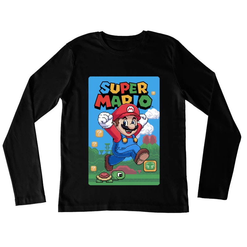 Iconic Super Mario Pixel Art from Classic Nintendo Platformer Female Long Sleeve T-Shirt