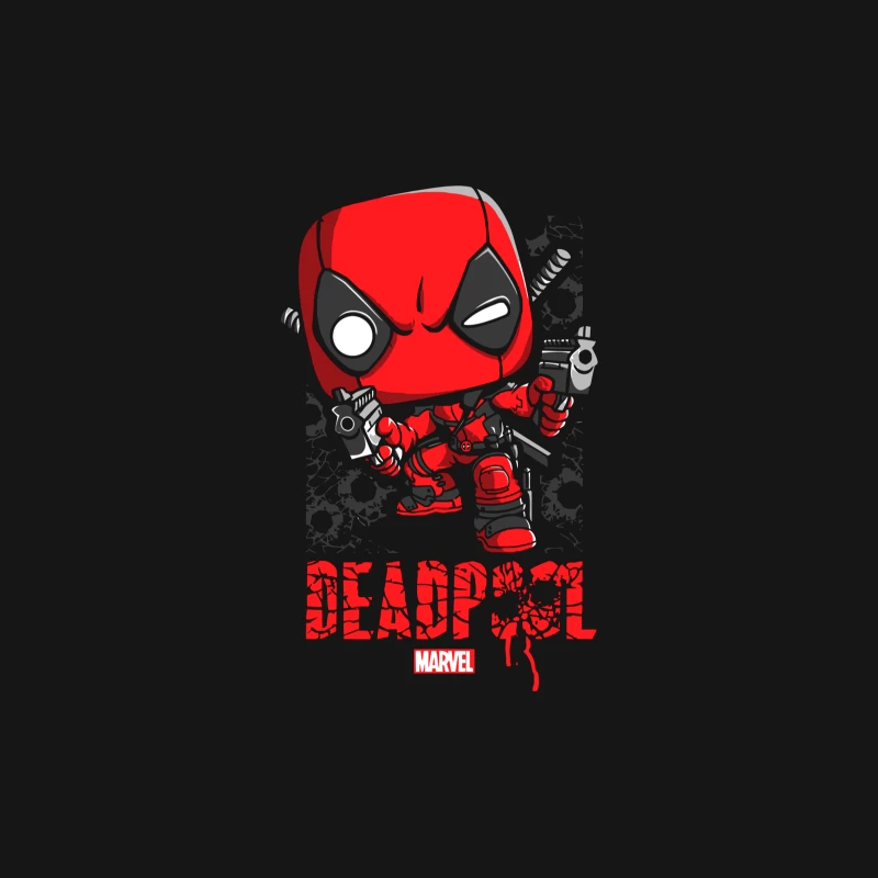 Stylized Deadpool Marvel Superhero Cartoon Design Male Long Sleeve T-Shirt