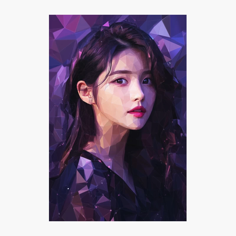 Stylized Digital Portrait of Woman with Geometric Purple Background Cotton Tote Bag