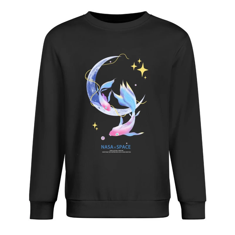 Traumhafte Fische um Mond und Sterne Herren Pullover Sweatshirt