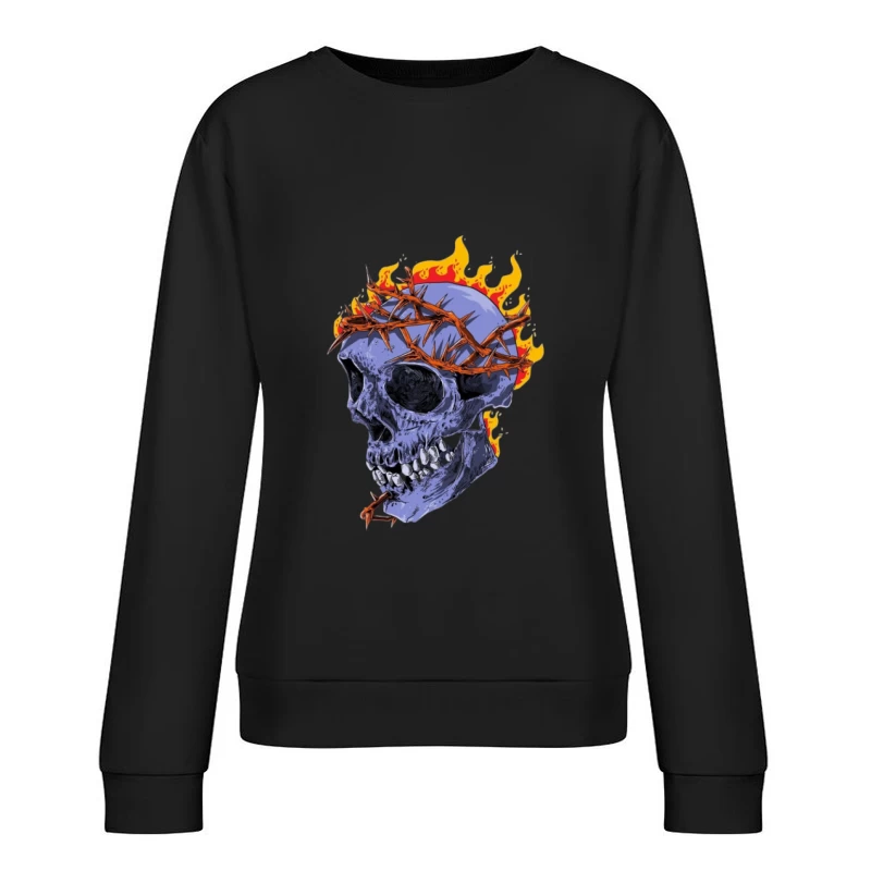 Teschio infuocato con corona di spine Felpa pullover Donna