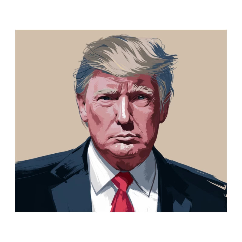 Digital Portrait Illustration with Navy Suit and Red Tie Tapestry