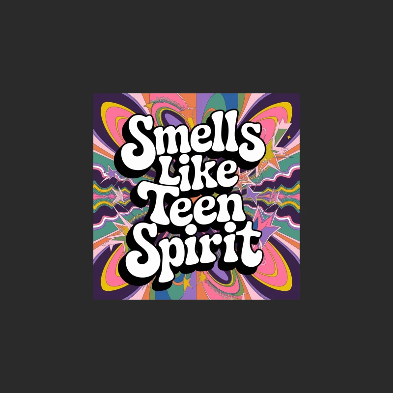 Psychedelic Retro Typography: "Smells Like Teen Spirit" in Groovy 60s Style Baseball Cap