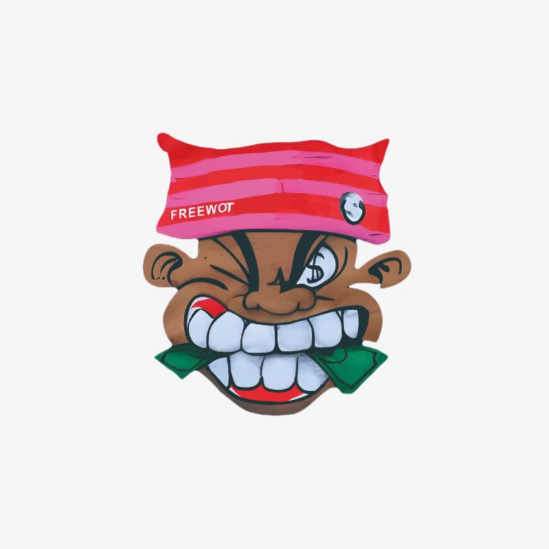 Faccia cartoon con cappello e banconota Maglietta maniche lunghe Uomo