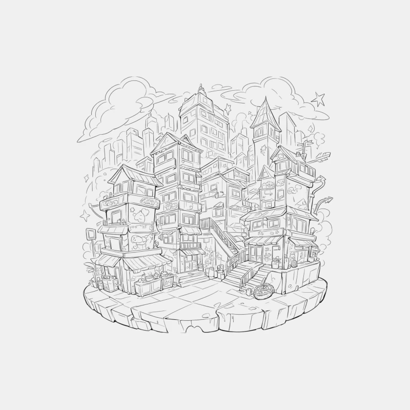 Fantasy Cityscape Illustration Male Tank Top