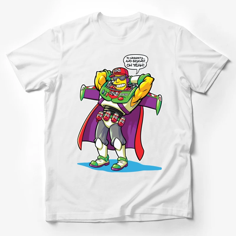 Parody Superhero Character with Drinking Theme Male T-Shirt