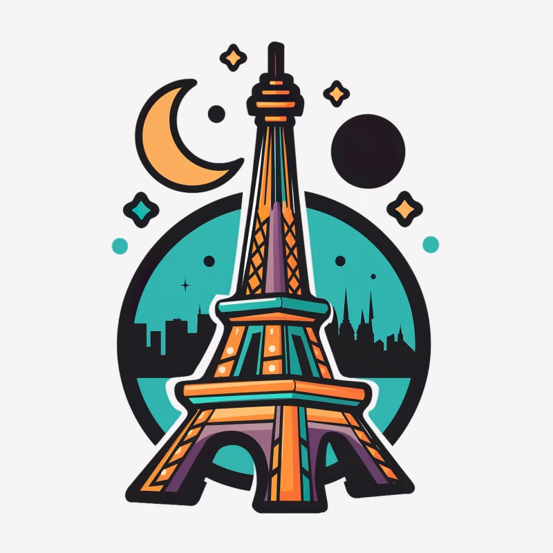 Tour Eiffel stylisée la nuit Femme T-Shirt