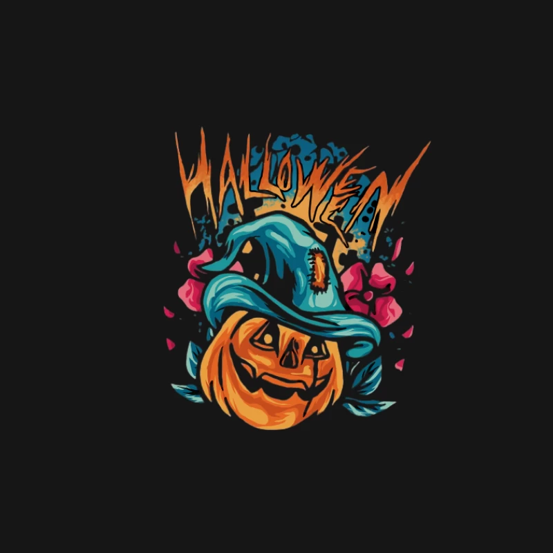 Kürbis mit Hexenhut zu Halloween Herren T-Shirt