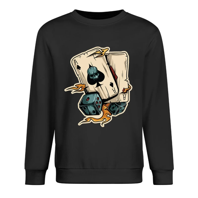 Flammenkarten und Würfel Herren Pullover Sweatshirt