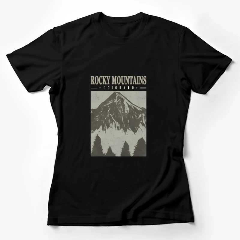 Rocky Mountains Illustration in Colorado Damen T-Shirt