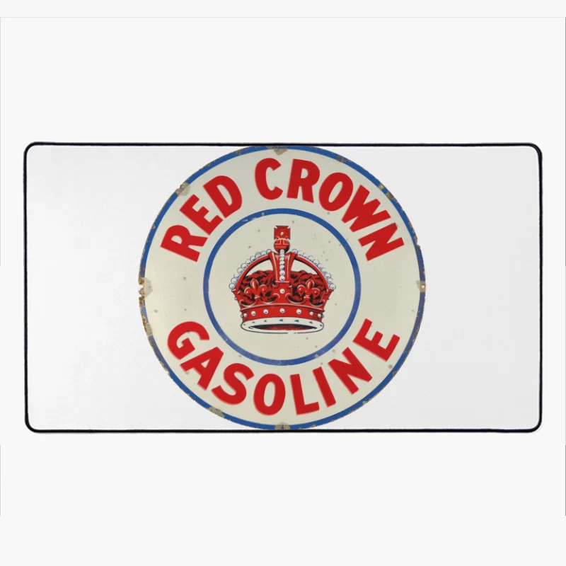 Vintage Red Crown Gasoline Round Metal Sign with Royal Crown Logo Desk Mat