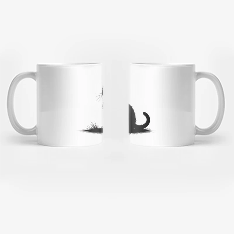 Minimalist Black Cat Silhouette Art Coffee Mug