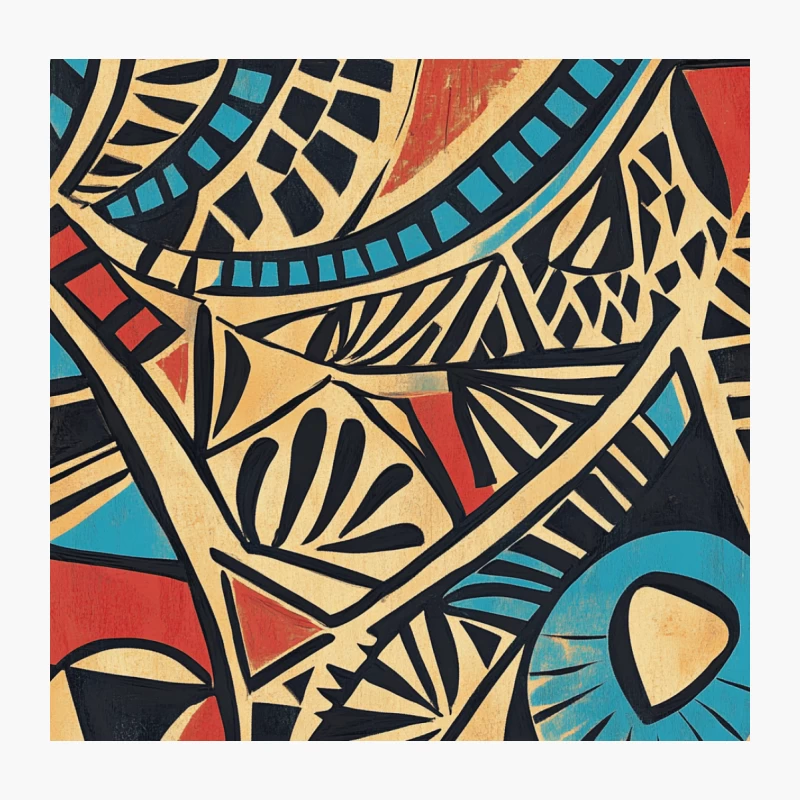 Bold Geometric Tribal Abstract Art Composition Throw Pillow