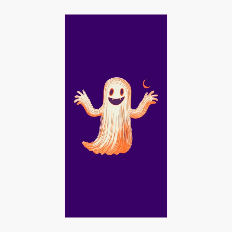 Cute Cartoon Halloween Ghost with Orange Glow iPhone Case