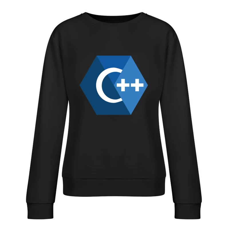 C++ Programming Language Logo in Blue Hexagon Design Female Pullover Sweatshirt