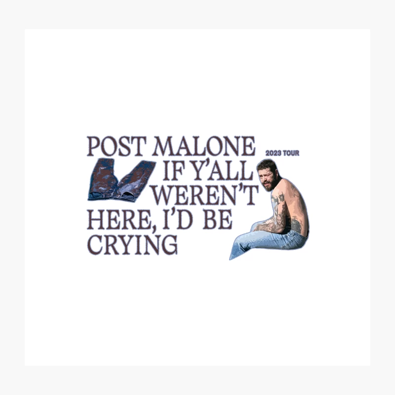 1 POST MALONE IF YALL WERENT HERE I'D BE CRYING TOUR 2023 Throw Pillow