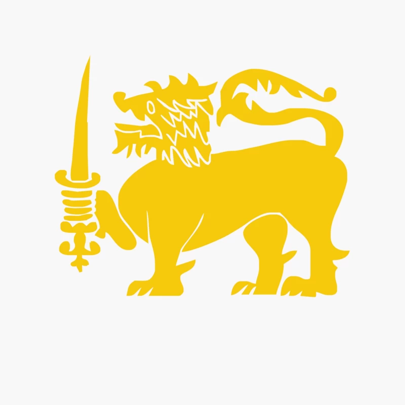 Yellow Heraldic Lion with Sword: Medieval Coat of Arms Symbol Cotton Tote Bag