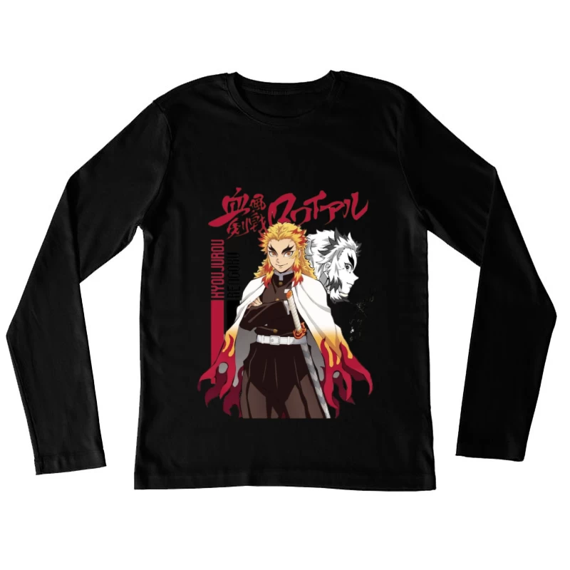 Anime Krieger mit Flammenschwert Damen Langarm T-Shirt