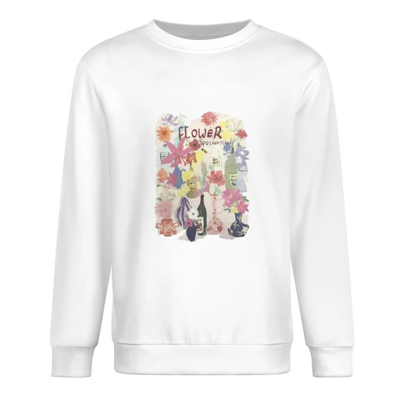 Fleurs de printemps dans des bouteilles de vin Homme Sweat-shirt à enfiler