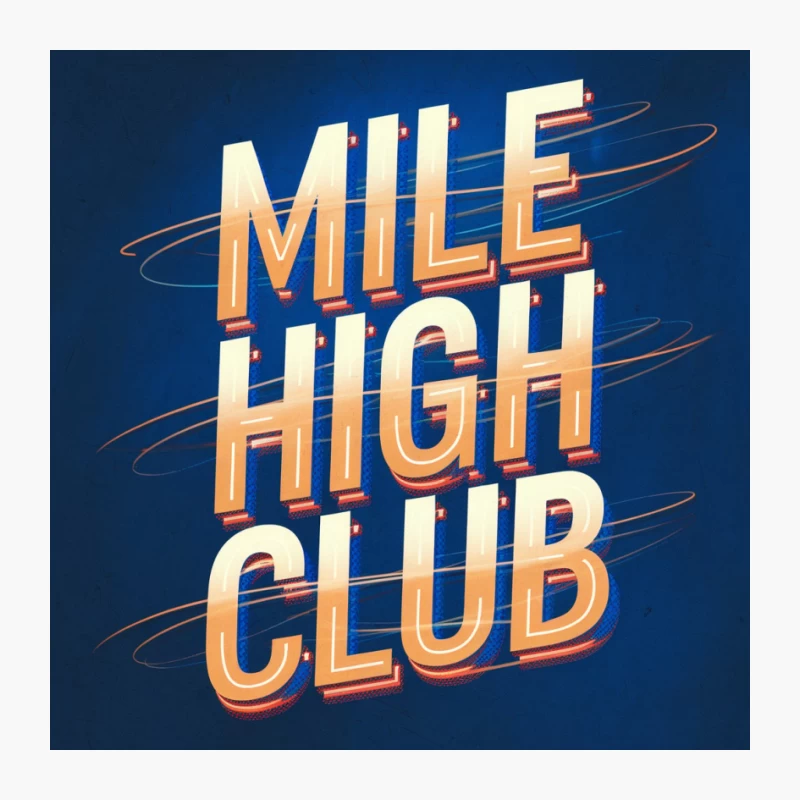 Retro 3D Typography: Mile High Club in Gold on Blue Pin