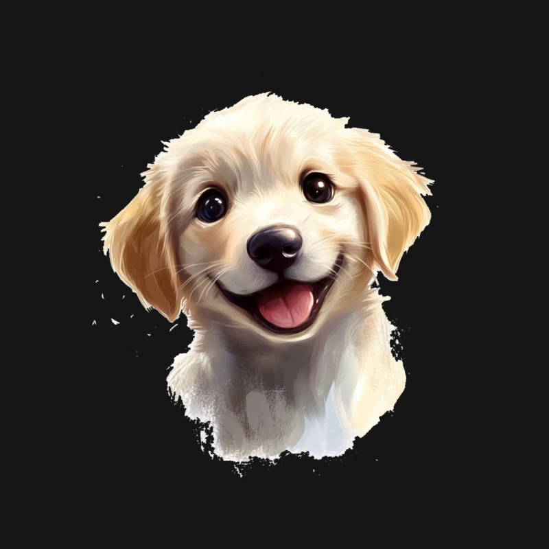 Adorable Smiling Golden Retriever Puppy Digital Portrait Mouse Pad