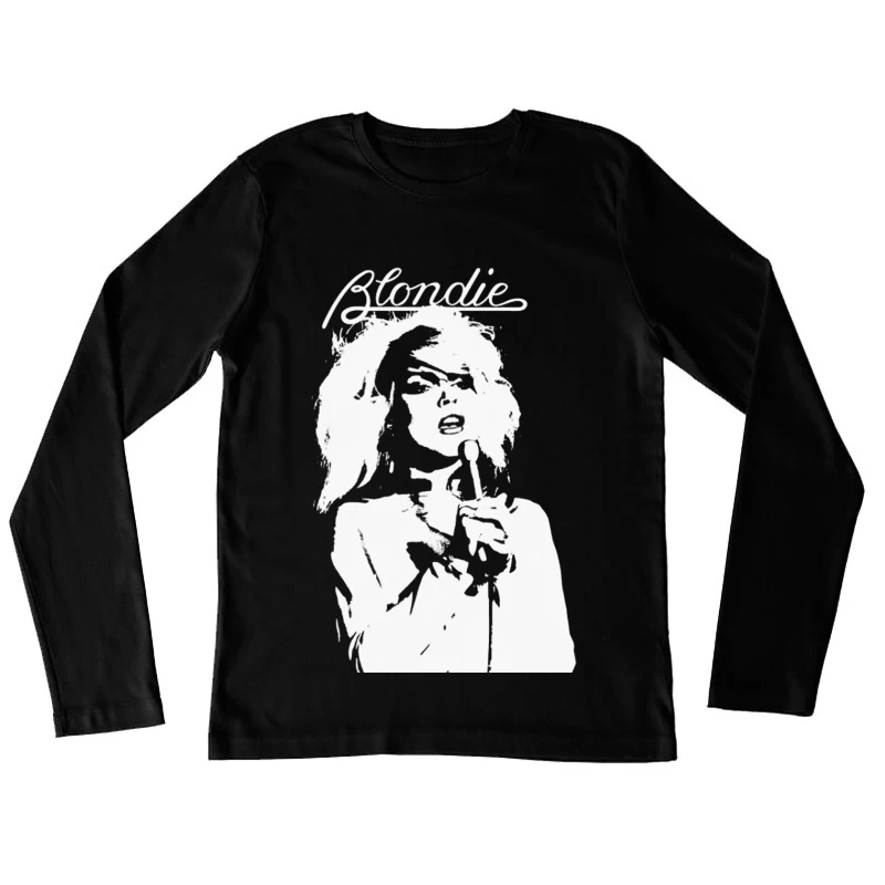 Artistic Line Drawing of Blondie Band Logo and Singer Female Long Sleeve T-Shirt