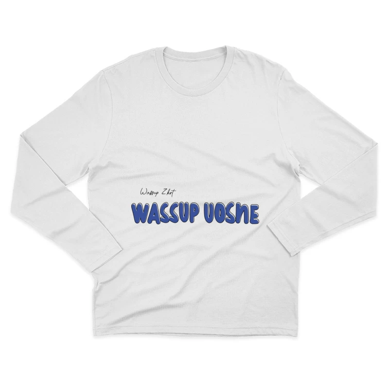 Moderne Schrift auf Blau Herren Langarm T-Shirt