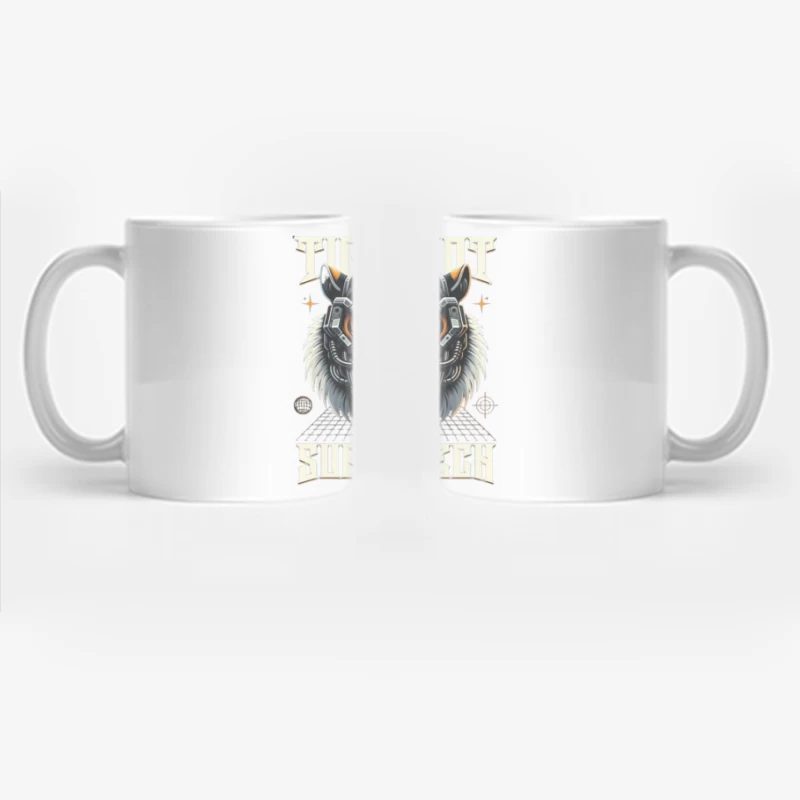 Cybernetic Tiger Head with Futuristic Tech Enhancement Coffee Mug