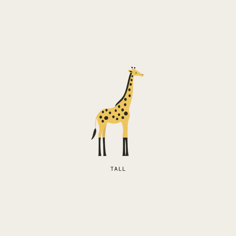 Minimalist Yellow Giraffe Illustration with "Tall" Caption Bucket Hat