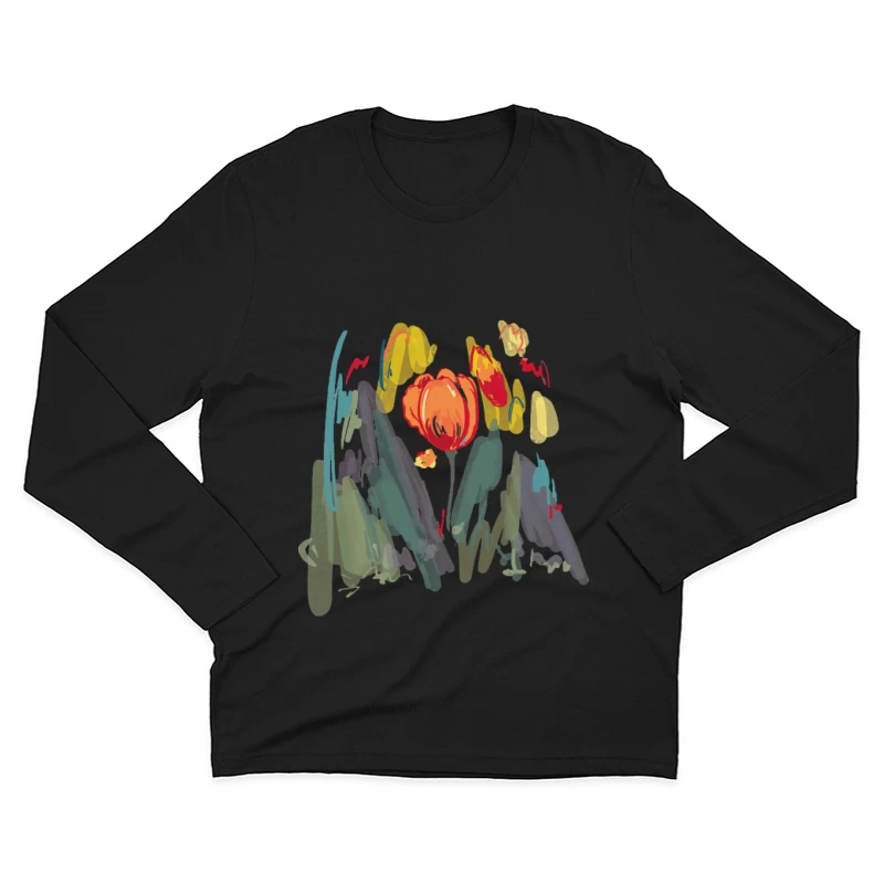 Bunte Blumenillustration Herren Langarm T-Shirt