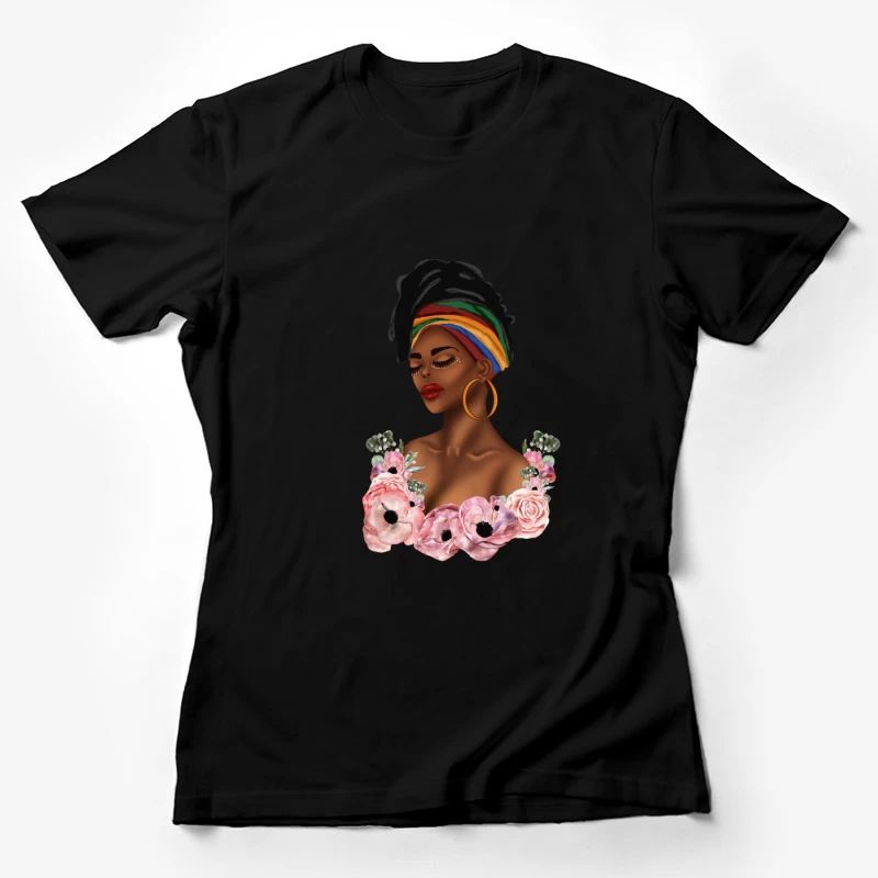 Frau mit Blumen und Kopftuch Damen T-Shirt
