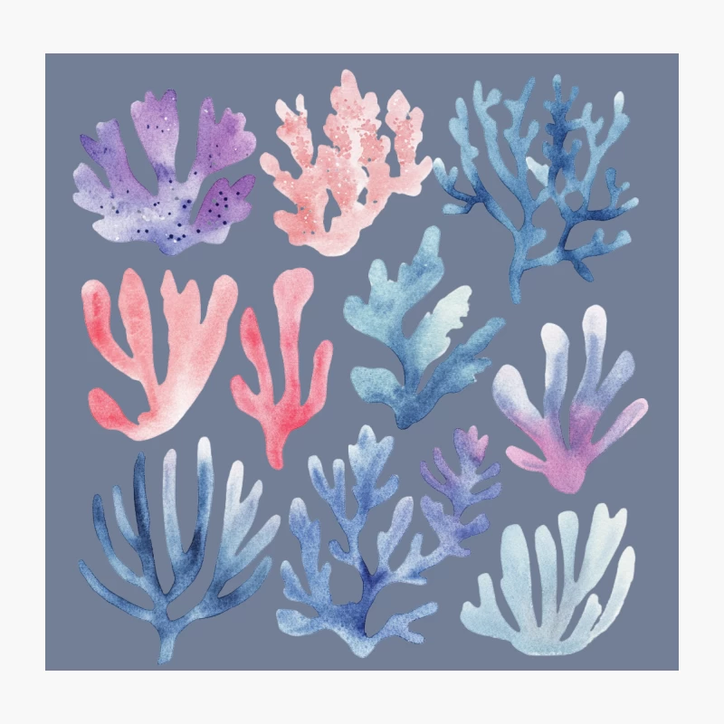 Pastel Watercolor Coral and Sea Life Illustrations Throw Pillow