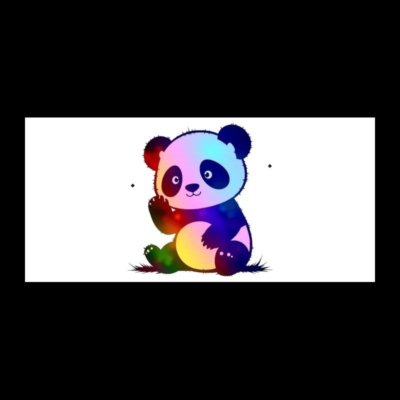 Cute Rainbow Gradient Panda Cartoon Illustration Coffee Mug