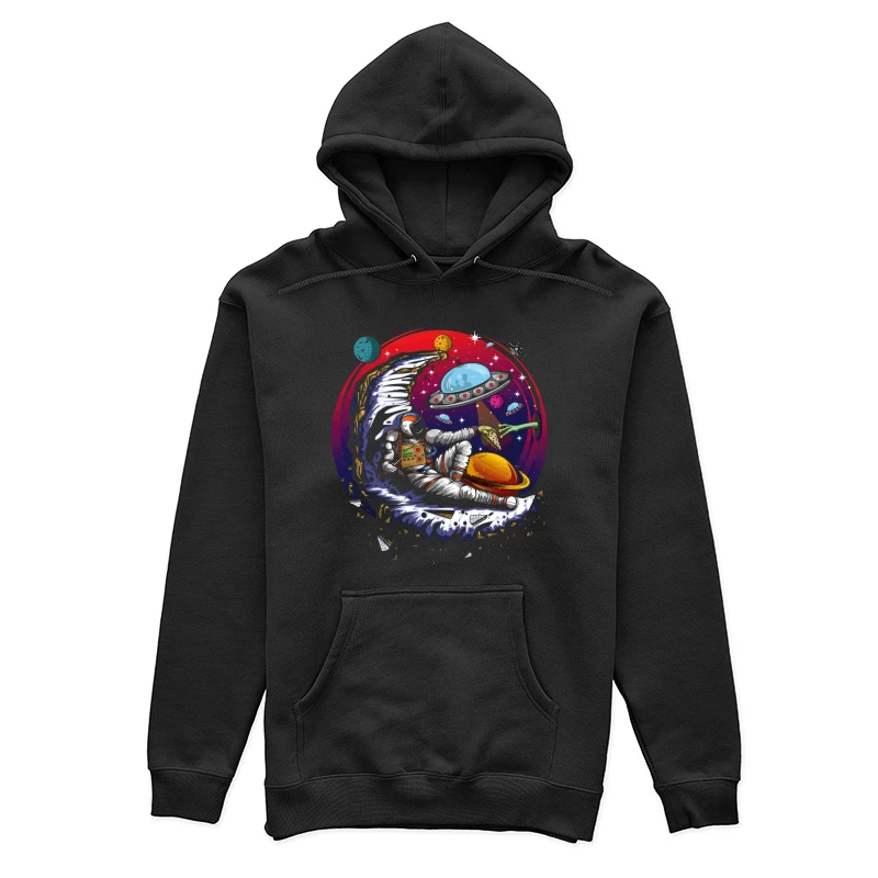 Pizza in the Cosmos: Delight for an Astronaut Female Pullover Hoodie