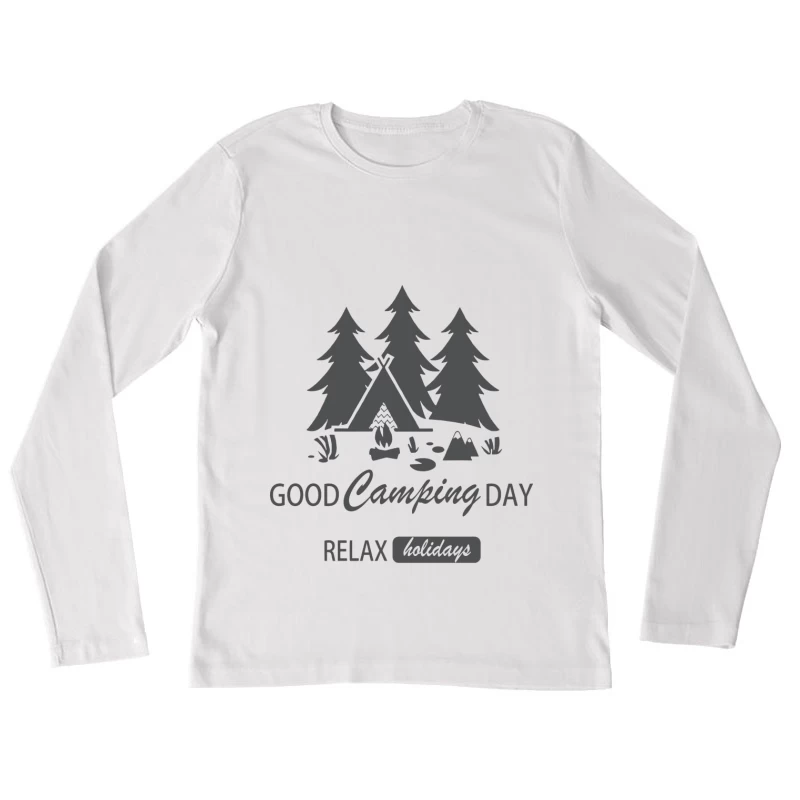 Guter Campingtag mit Entspannung am Lagerfeuer Damen Langarm T-Shirt