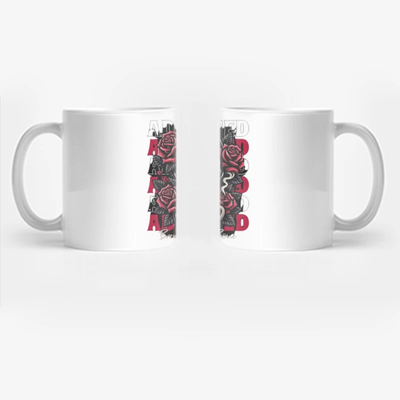 Gothic Skull with Roses and Coffee - "Brewed to the Bone" Coffee Mug